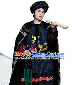 Chinese Folk Dance Ethnic Wear China Clothing Costume Ethnic Dresses Cultural Dances Costumes Complete Set for Men
