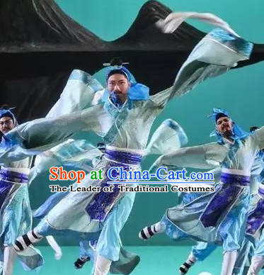 Chinese Classical Water Sleeve Dance Costumes Complete Set for Men