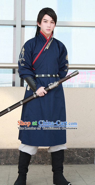 Traditional Chinese Ancient Han Dynasty Knight Scholar Garment Suits Dresses Complete Set for Men