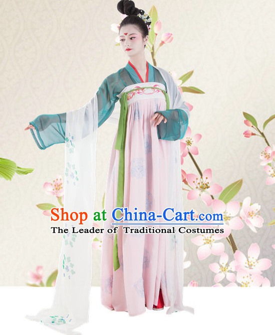Hanfu Clothing Custom Traditional Tang Dynasty Chinese Hanfu Dreses Han Clothing Hanzhuang Historical Dress and Accessories Complete Set