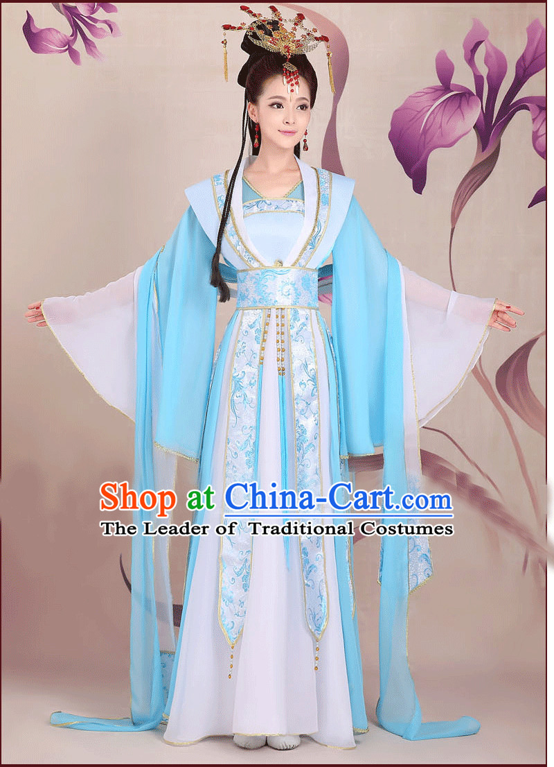 Ancient Chinese Wide Sleeves Classical Group Dancer Costumes Complete Set for Women