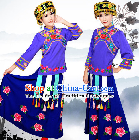 Chinese Minority Nationality Ethnic Groups Wear Dresses Traditional Clothing for Women