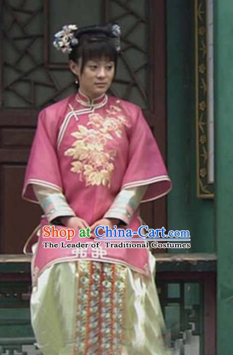Qing Dynasty Imperial Clothing and Hair Accessories Complete Set for Women