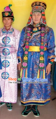 Chinese Traditional Ethnic Empress National Costumes Dresses Wear Clothing and Hat Complete Set for Men