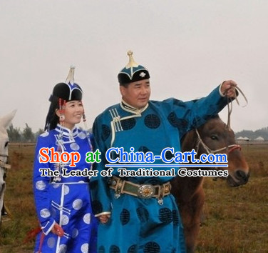 Mongolian Traditional Ethnic National Costumes Complete Set for Men