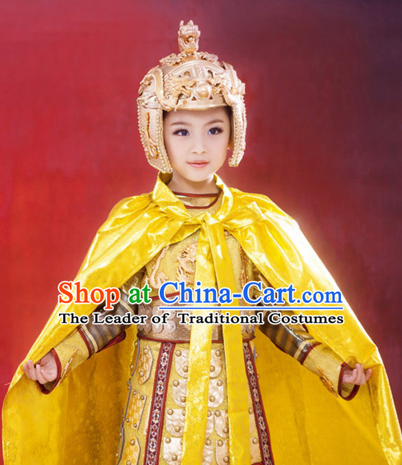 Supreme Chinese Kids Emperor Armor Costumes Complete Set for Women
