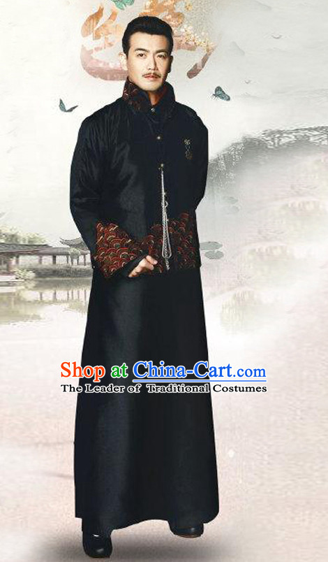 Top Chinese Minguo Clothing Theater and Reenactment Costumes Mandarin Chinese Clothes Complete Set for Men
