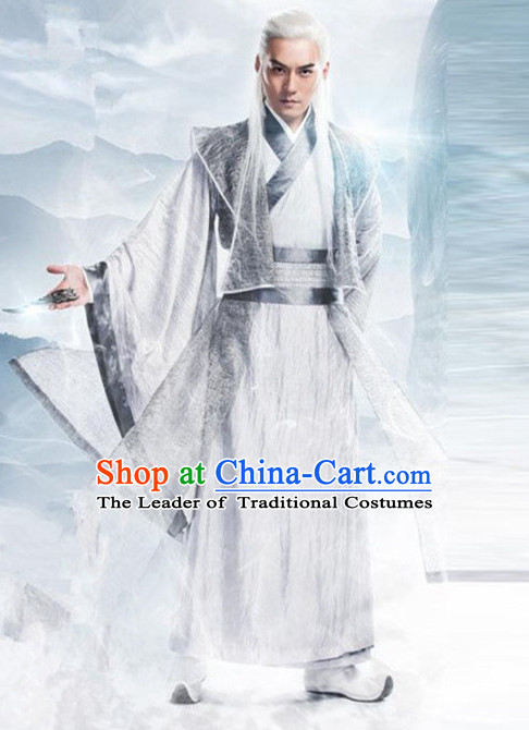 Ancient Chinese Guzhuang Men's Clothing _ Apparel Chinese Traditional Dress Theater and Reenactment Costumes Complete Set for Men