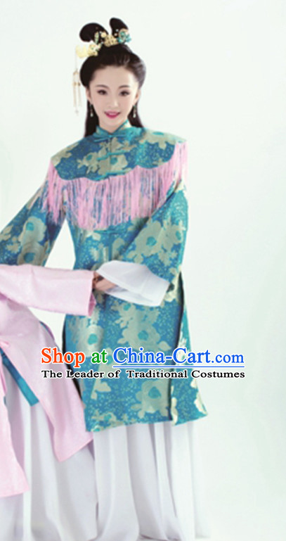 Ancient Chinese Hanfu Dress Hanbok Kimono Cosplay Costume Traditional Dresses and Headpieces Complete Set