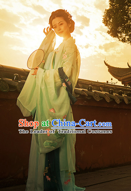 Chinese Traditional Hanfu Dress Ancient Chinese Lady Costumes and Headpieces Complete Set for Women Girls