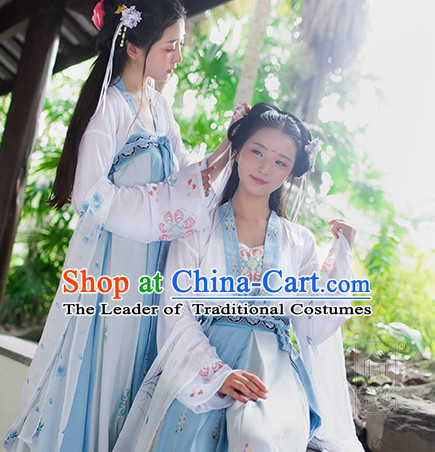 Chinese Traditional Hanfu Dress Ancient Chinese Lady Costumes and Headpieces Complete Set for Women Girl