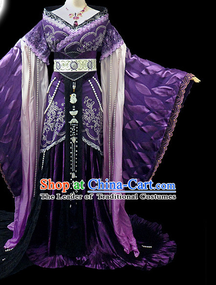 Purple Ancient China Princess Garment Traditional Imperial Queen Costumes High Quality Chinese Empress National Costumes and Accessories Complete Set for Women