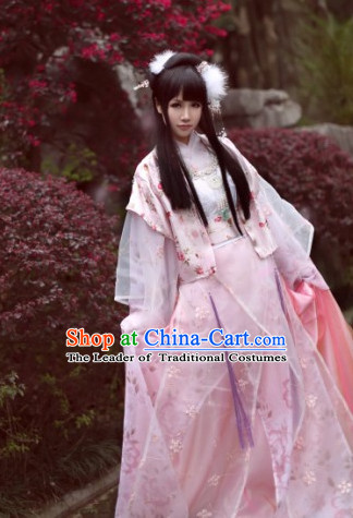 Top Chinese Ancient Costumes Theater and Reenactment Costumes and Headgear Complete Set for Women