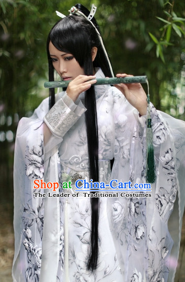 Top Chinese Ancient Artist Clothing Theater and Reenactment Costumes Complete Set for Men