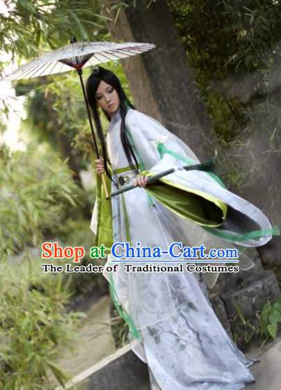 Top Chinese Swordsman Hanfu Clothing Theater and Reenactment Costumes Complete Set