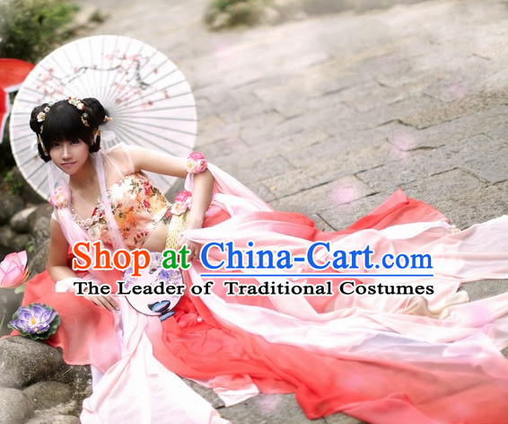 Top Chinese Ancient Costumes Theater and Reenactment Costumes and Headgear Complete Set for Women