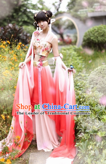 Top Chinese Ancient Costumes Theater and Reenactment Costumes and Headgear Complete Set for Women