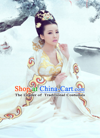 Traditional Chinese Women Empress Clothing Dresses National Costume and Hair Ornaments Complete Set
