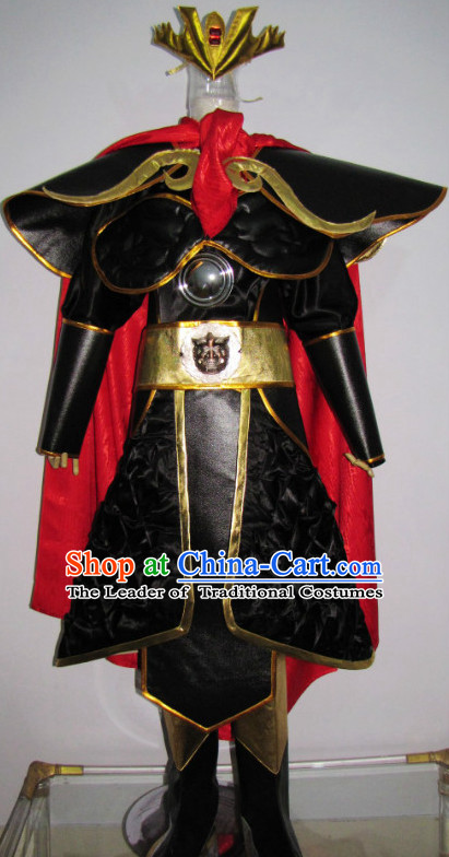 Chinese Swordsman Film Costumes Knight Clothing Warrior Costume and Hair Ornaments Complete Set