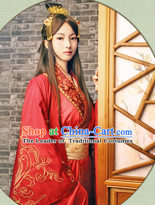 Chinese Red Hanfu Fairy Robe Clothing Handmade Bjd Dress Opera Costume Drama Costumes Complete Set