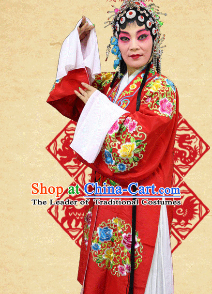 Chinese Opera Beijing Opera Peking Opera Hua Dan Costume Embroidered Robe Hua Dan Opera Costumes and Headdress Complete Set