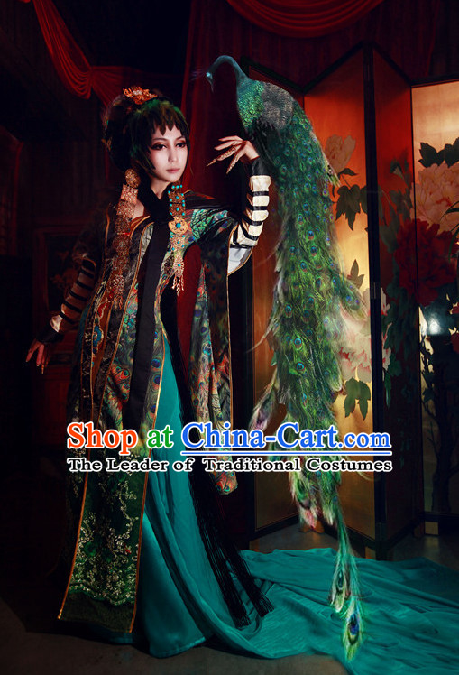 Chinese Women Peacock Empress Hanbok Kimono Stage Opera Costume Dresses Costume Ancient Cosplay Complete Set