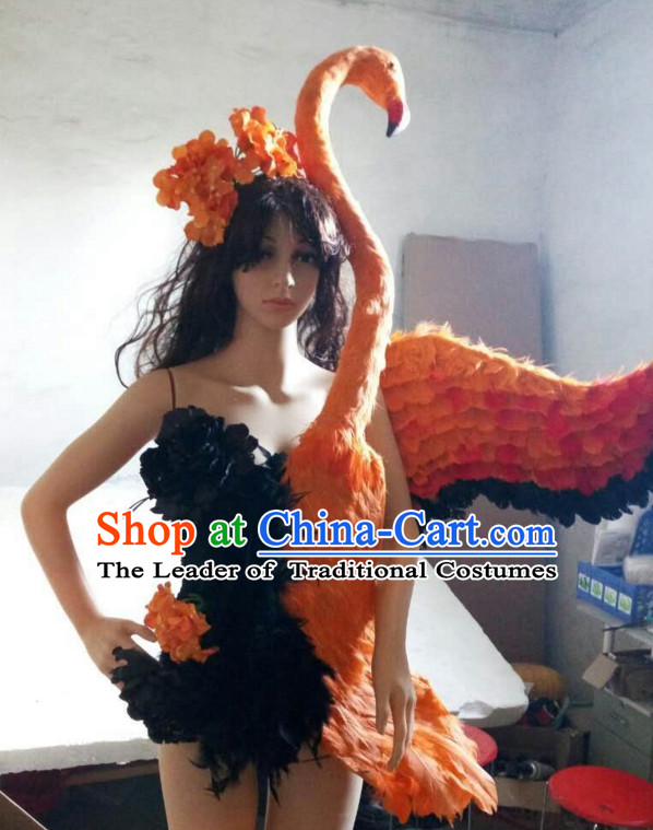 Parade Quality Forest Dance Costumes Popular Ostrich Feathers Fancy Bird Costume Stage Costumes Angel Wings Costume Complete Set