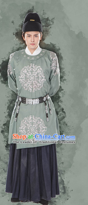 Chinese Ancient Imperial Palace Official Clothing Garment and Hat Complete Set for Men