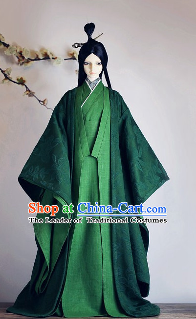 Ancient Chinese Prince Costumes Clothing Traditional Costumes Green Hanfu Complete Set