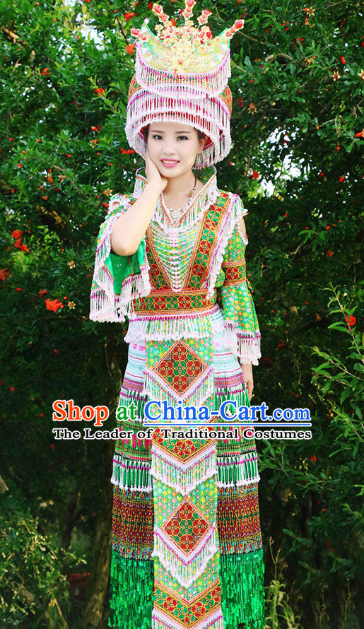 Hmong Women Minority Dresses Miao Girls Clothing Ethnic Miao Minority Dance Costume Minority Dress Dance Miao Costumes Complete Set