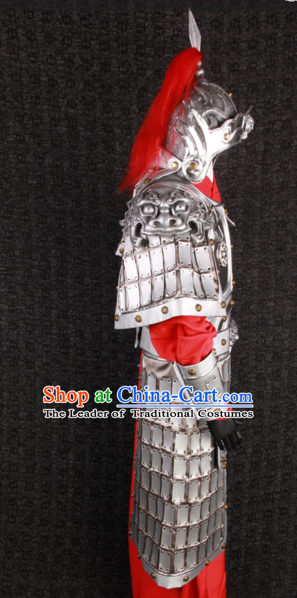 China Ancient General Hero Body Armor Costumes and Tiger Helmet Complete Set for Men or Boys