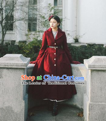 Traditional Classic Elegant Women Costume Woolen Coat, Restoring Ancient Gothic Princess Dust Coat for Women