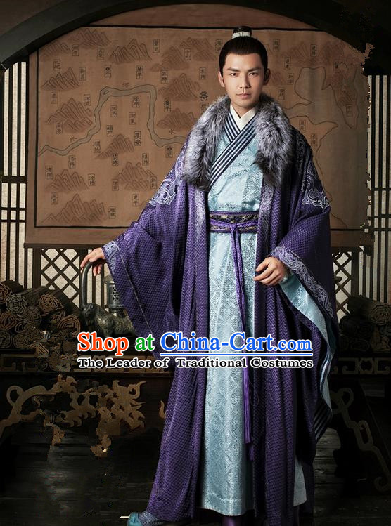 Traditional Chinese Ancient Men Costumes, Ancient Chinese Cosplay General Swordsmen Knight Costume Complete Set for Men