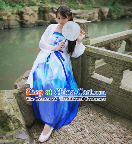 Traditional Classic Chinese Elegant Women Costume Hanfu Bust Skirt, Restoring Ancient Han Dynasty Princess Change Color Ruqun Dress for Women