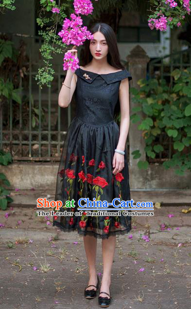 Embroidery Lace Design Onepiece Dress