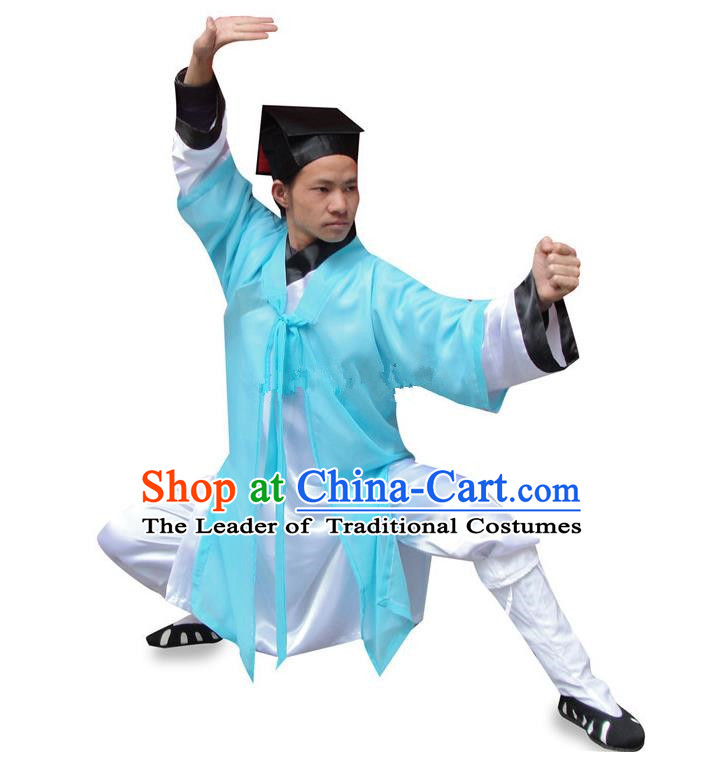 Traditional Chinese Wudang Uniform Taoist Long Robe Uniform Linen Priest Frock Kung Fu Clothing Complete Set for Men