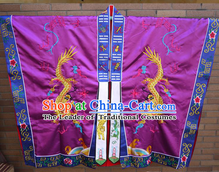 Traditional Chinese Wudang Uniform Taoist Cassock Robes Silk Embroidery Double Dragons Robe Ssangyong Robe for Men