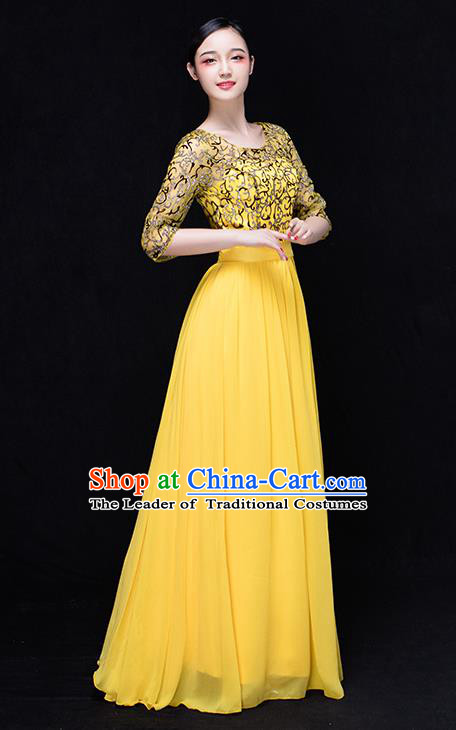 Traditional Chinese Classic Stage Performance Chorus Singing Group Dance Costumes, Chorus Competition Costume, Compere Costumes for Women