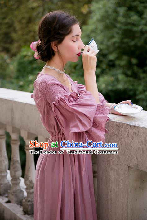 Traditional Classic Women Clothing, Traditional Classic Pink Silk Pajamas Heavy Lace Embroidery Evening Dress Restoring Garment Skirt Braces Skirt, Long Skirt
