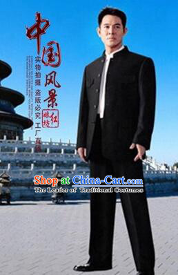 Chinese Tunic Suit Sun Yat Sen Uniform Wu Si Period Student Clothes for Men Black