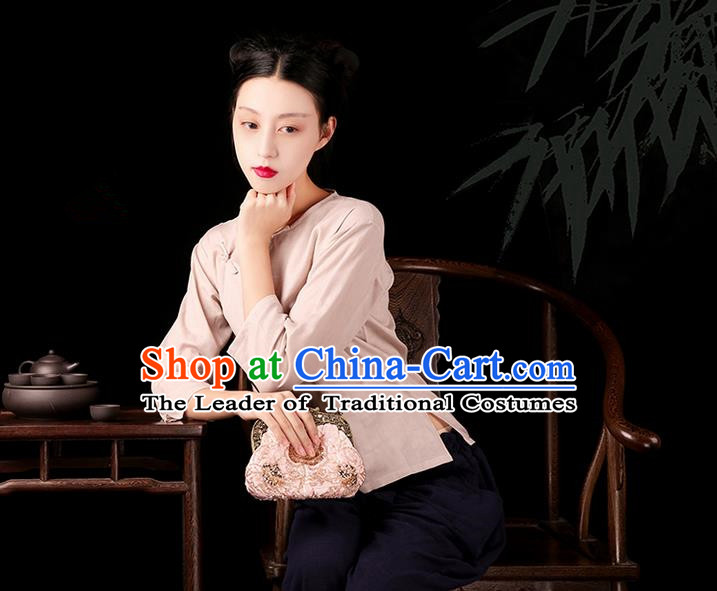 Traditional Classic Women Costumes, Traditional Chinese Cotton Comfortable Hanfu Plate Buttons Buckle Jacket Small Unlined Upper Garment