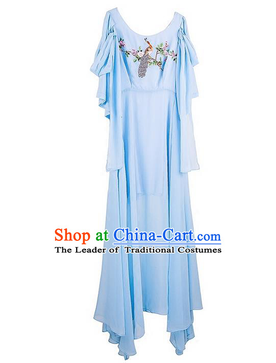 Traditional Classic Women Costumes, Traditional Classic Advanced Embroidery Chiffon Dress Long Skirts