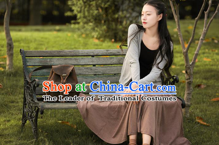 Traditional Classic Women Clothing, Traditional Classic Pure Cotton Tweed Cardigan Cotton Coats