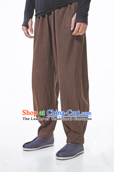 Traditional Chinese Linen Tang Suit Trousers, Chinese Ancient