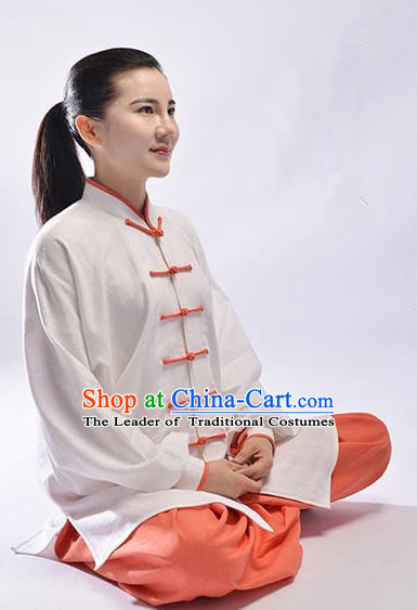 Top Natural Linen Kung Fu Costume Martial Arts Kung Fu Training Uniform Gongfu Shaolin Wushu Clothing Tai Chi Taiji Teacher Suits Uniforms for Women