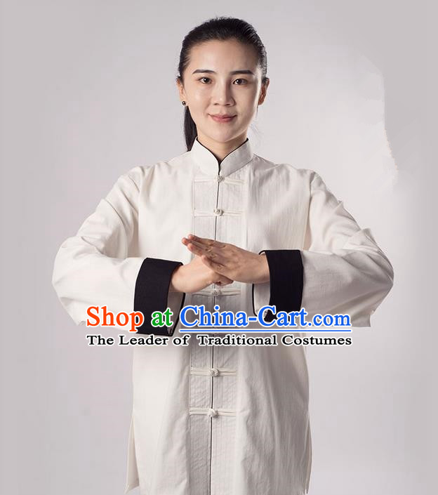 Top Cross Elastic Cotton Kung Fu Costume Martial Arts Kung Fu Training Uniform Tang Suit Gongfu Shaolin Wushu Clothing Tai Chi Taiji Teacher Suits Uniforms for Women