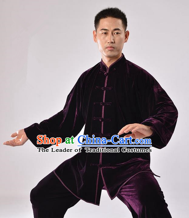 Top Thicken Pleuche Kung Fu Costume Martial Arts Kung Fu Training Uniform Gongfu Shaolin Wushu Clothing Tai Chi Taiji Teacher Suits Uniforms for Men