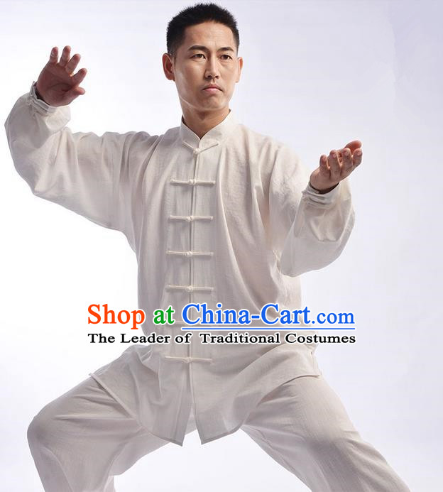 Traditional Chinese Top Signature Cotton Kung Fu Costume Martial Arts Kung Fu Training Uniform Gongfu Shaolin Wushu Clothing Tai Chi Taiji Teacher Suits Uniforms for Men