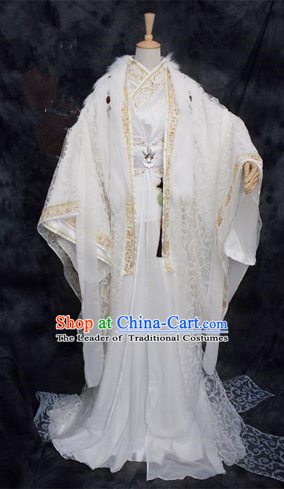 Chinese Ancient Cosplay Costumes, Chinese Traditional Embroidered Royal Prince Clothes, Ancient Chinese Cosplay Swordsman Knight Costume Complete Set For Men