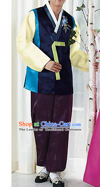 Traditional Korean Costumes Bridegroom Formal Attire Ceremonial Cloth, Asian Korea Hanbok Embroidered Clothing for Men